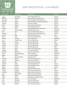 2018 Traditional Awardees