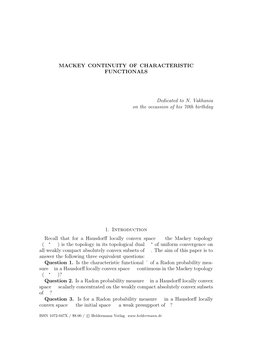 Mackey Continuity of Characteristic Functionals