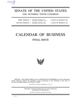 Calendar of Business Final Issue