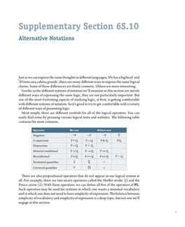 Supplementary Section 6S.10 Alternative Notations