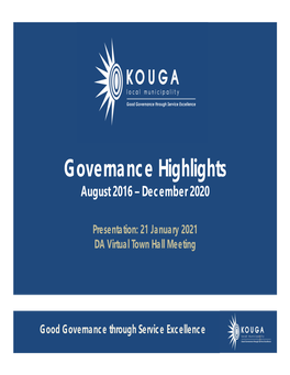Governance Highlights August 2016 – December 2020