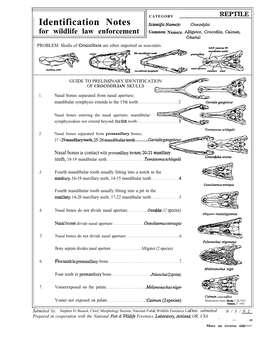 Identification Notes &~@~-/~: ~~*~@~,~ 'PTILE