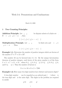 Week 3-4: Permutations and Combinations