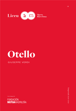 Otello Otello Con El Apoyo De: El Apoyo Con Otello - Giuseppe Verdi