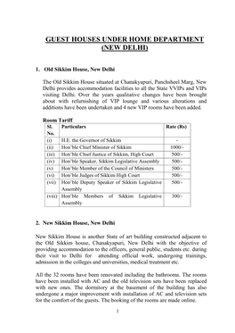 Guest Houses Under Home Department (New Delhi)