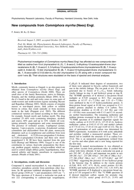 New Compounds from Commiphora Myrrha (Nees) Engl