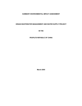Summary Environmental Impact Assessment Henan