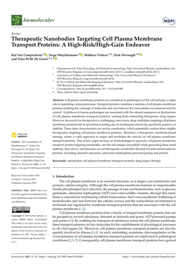 Therapeutic Nanobodies Targeting Cell Plasma Membrane Transport Proteins: a High-Risk/High-Gain Endeavor