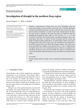 Investigation of Drought in the Northern Iraq Region