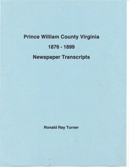 PWC 1876 -1899 Newspaper Transcripts