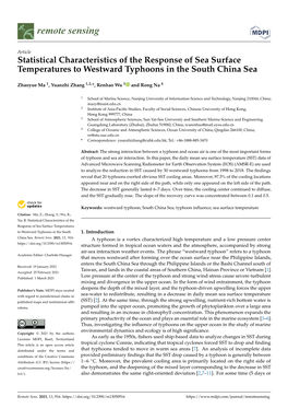 Statistical Characteristics of the Response of Sea Surface Temperatures to Westward Typhoons in the South China Sea