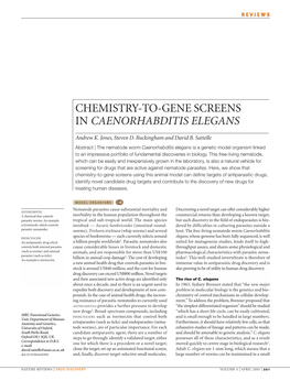 Chemistry-To-Gene Screens in Caenorhabditis Elegans