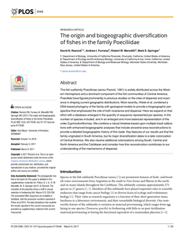 The Origin and Biogeographic Diversification of Fishes in the Family Poeciliidae