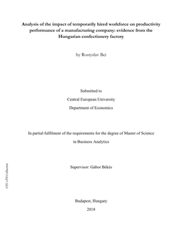 Analysis of the Impact of Temporarily Hired Workforce on Productivity Performance of a Manufacturing Company: Evidence from the Hungarian Confectionery Factory