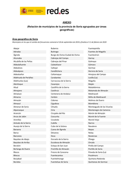 Área Geográfica De Soria Municipios En Los Que El Cambio De Frecuencias Comenzó El 18 De Septiembre De 2019 Y Finaliza El 11 De Febrero De 2020