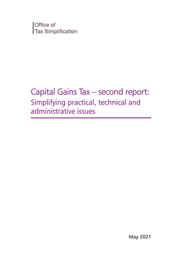 Capital Gains Tax – Second Report: Simplifying Practical, Technical and Administrative Issues