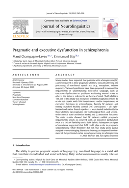 Pragmatic and Executive Dysfunction in Schizophrenia