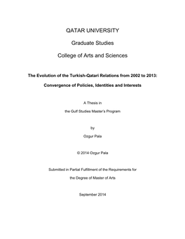 QATAR UNIVERSITY Graduate Studies College of Arts and Sciences