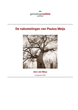 De Nakomelingen Van Paulus Meijs