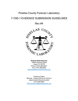 Pinellas County Forensics Laboratory Evidence Submission Guidelines