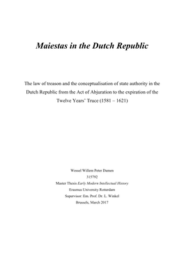 Maiestas in the Dutch Republic