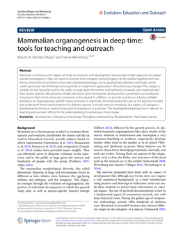 Mammalian Organogenesis in Deep Time: Tools for Teaching and Outreach Marcelo R