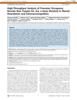 High-Throughput Analysis of Promoter Occupancy Reveals New Targets for Arx, a Gene Mutated in Mental Retardation and Interneuronopathies