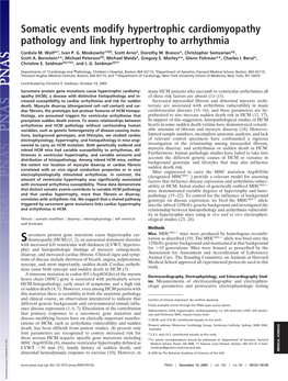 Somatic Events Modify Hypertrophic Cardiomyopathy Pathology and Link Hypertrophy to Arrhythmia