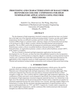 Processing and Characterization of Basalt Fiber Reinforced Ceramic Composites for High Temperature Applications Using Polymer Precursors