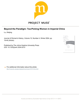 Tea-Picking Women in Imperial China