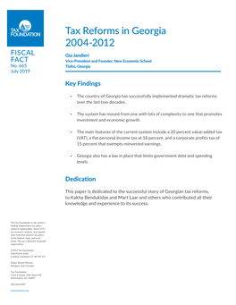 Tax Reforms in Georgia 2004-2012