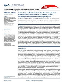 Seismicity and Active Tectonics in the Alboran Sea, Western Mediterranean