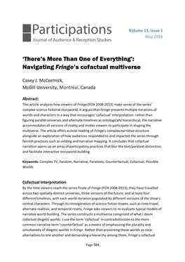 '"There's More Than One of Everything": Navigating Fringe's Cofactual Multiverse'