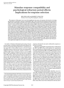 Stimulus-Response Compatibility and Psychological Refractory Period Effects