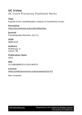 A Guide to the Crystallographic Analysis of Icosahedral Viruses