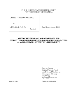 June 10, 2020: Amicus Brief Filing in United States V. Michael Flynn