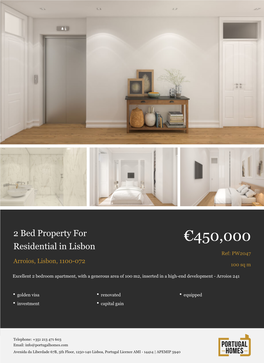 2 Bed Apartment for Sale in Lisbon, Portugal