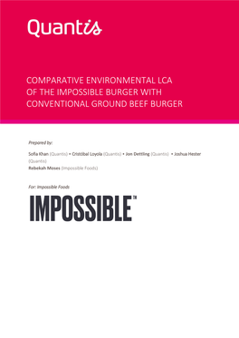 Comparative Environmental LCA of the Impossible Burger® with Conventional Ground Beef Burger