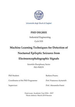 Machine Learning Techniques for Detection of Nocturnal Epileptic