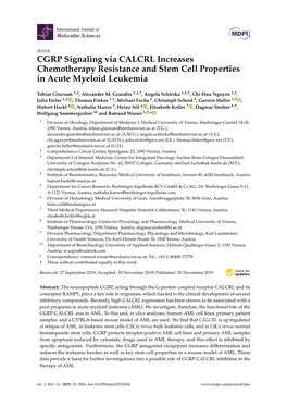 CGRP Signaling Via CALCRL Increases Chemotherapy Resistance and Stem Cell Properties in Acute Myeloid Leukemia