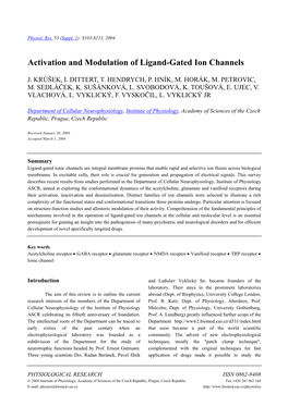 Activation and Modulation of Ligand-Gated Ion Channels