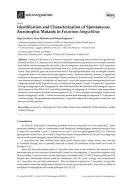 Identification and Characterization of Spontaneous Auxotrophic Mutants in Fusarium Langsethiae