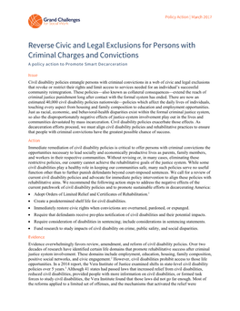 Reverse Civic and Legal Exclusions for Persons with Criminal