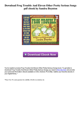 Download Frog Trouble and Eleven Other Pretty Serious Songs Pdf Ebook by Sandra Boynton
