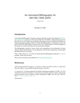 An Annotated Bibliography for ISO/IEC/IEEE 42010
