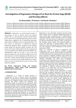 Investigation of Ergonomics Design of Car Boot for Proton Saga (BLM) and Perodua (Myvi)