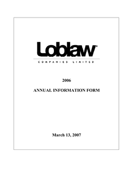 2006 ANNUAL INFORMATION FORM March 13, 2007