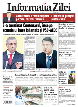 S-A Terminat Centenarul, `Ncepe Scandalul `Ntre Iohannis ;I PSD-ALDE