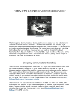 History of the Emergency Communications Center