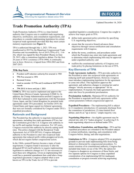 Trade Promotion Authority (TPA)